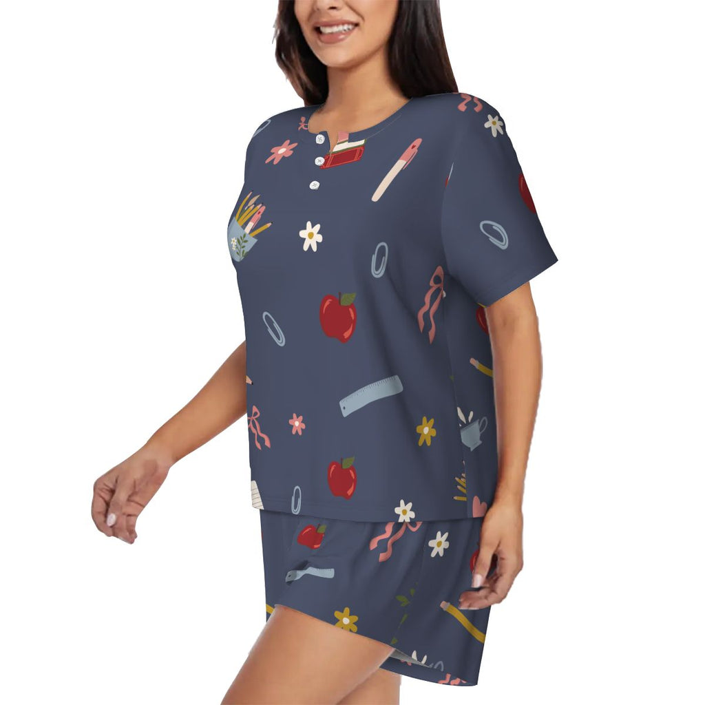 Chalkboard and Daisies | Short Sleeve Tee & Shorts Pajama Set