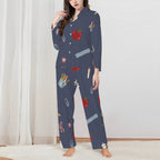 Chalkboard and Daisies | Collared Long Sleeve & Pants Pajama Set