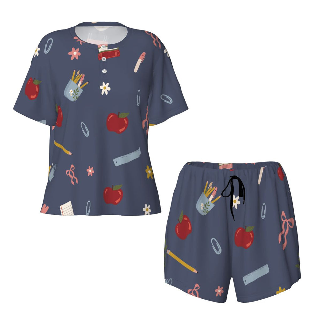 Chalkboard and Daisies | Short Sleeve Tee & Shorts Pajama Set