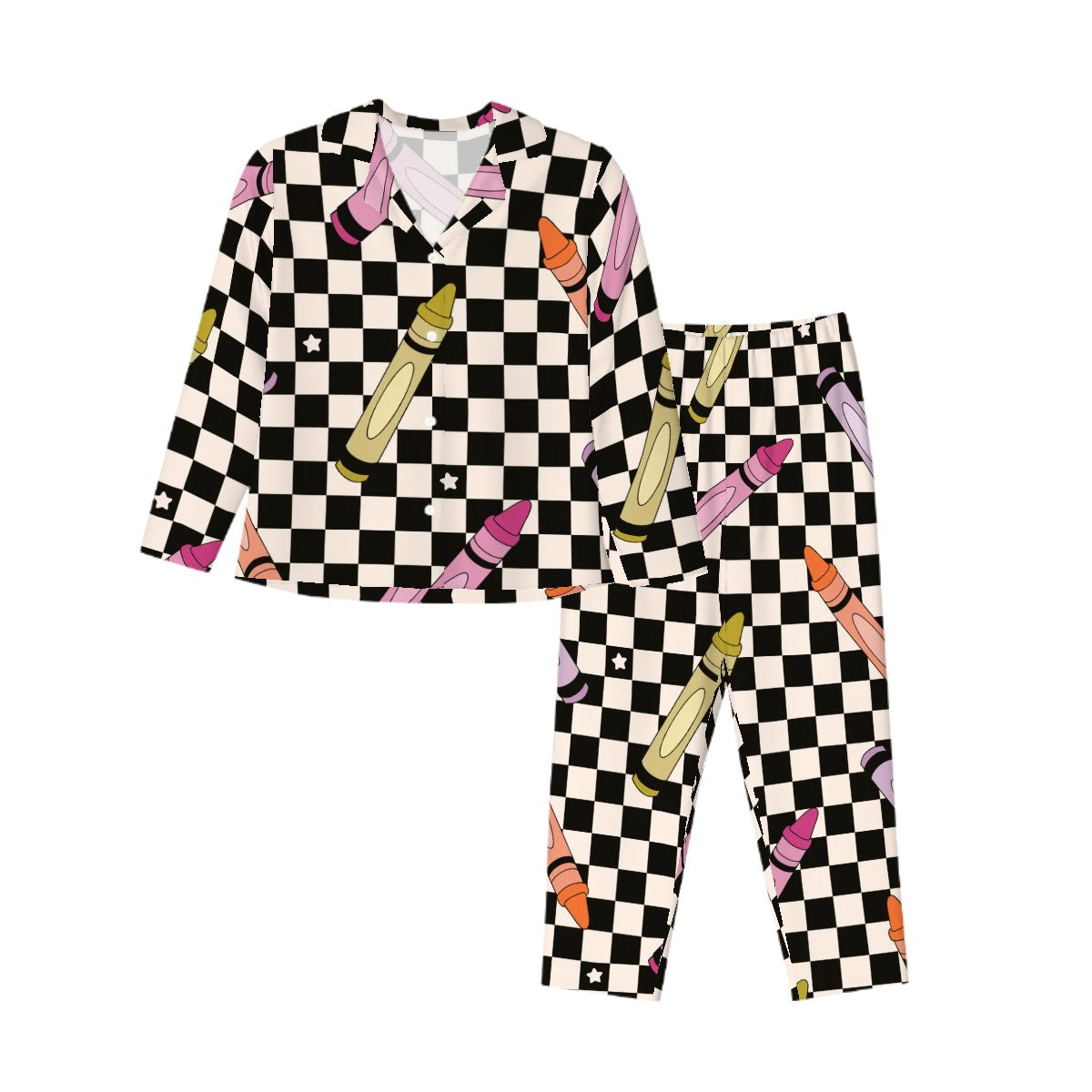 Color Me Retro | Collared Long Sleeve & Pants Pajama Set