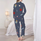 Chalkboard and Daisies | Collared Long Sleeve & Pants Pajama Set