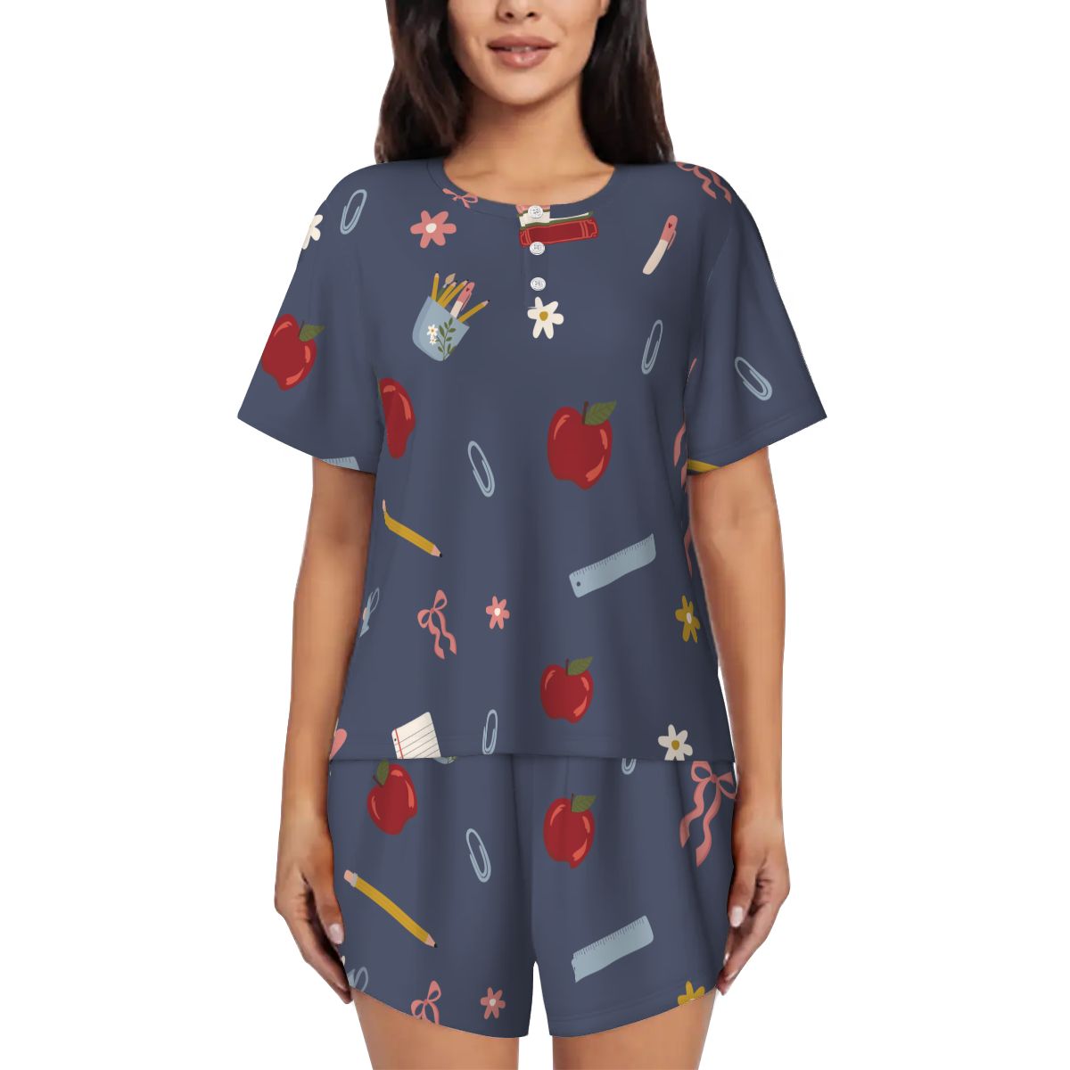 Chalkboard and Daisies | Short Sleeve Tee & Shorts Pajama Set