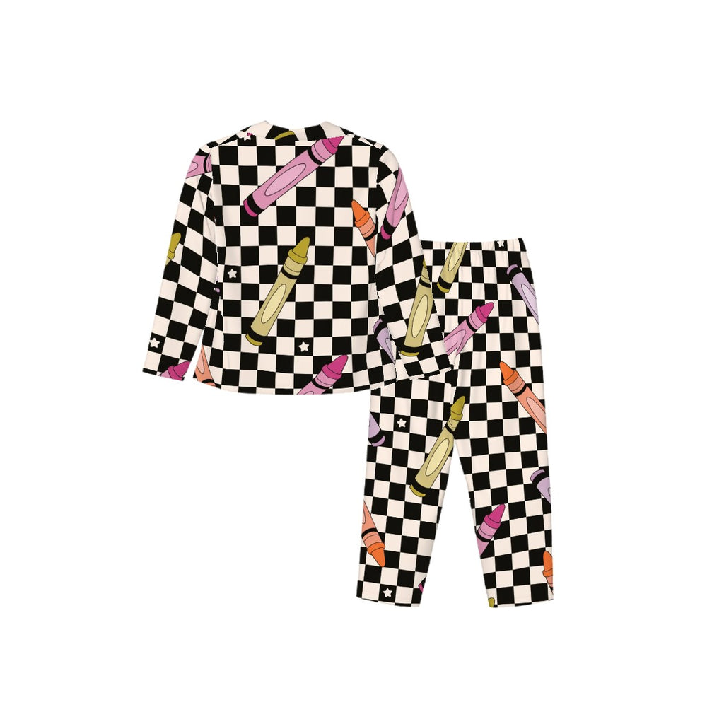 Color Me Retro | Collared Long Sleeve & Pants Pajama Set